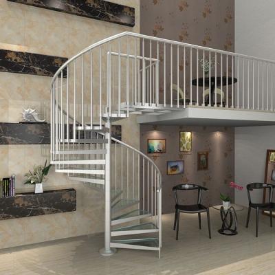 China Traditional Design Staircase Spiral Stairs Indoor Luxury Home Used For Small Spaces With Glass Treads for sale