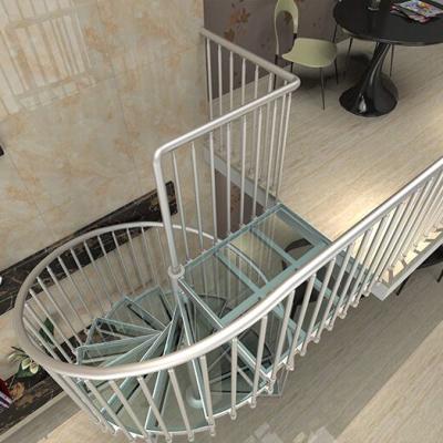 China Indoor Spiral Stairs Stainless Steel Tread Glass Wooden Spiral Staircase Prices Foshan Factory for sale