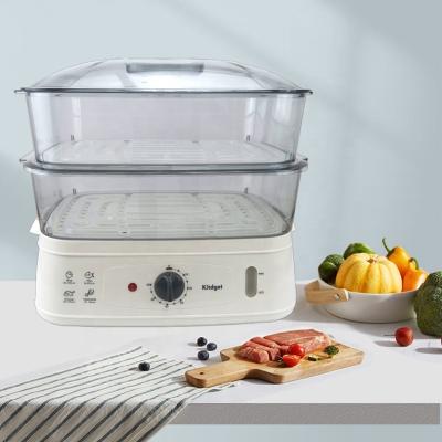 China Plastic Food Steamer PC Professional Food Steamer 20L Row Chinese Continent Steamer Cookware 2 Sets Electric Family Food Steamer for sale