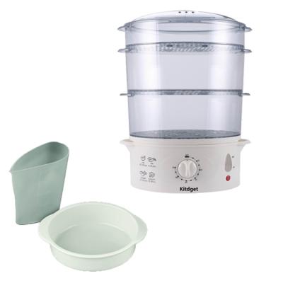 China High Quality Universal 12L Household 3 Layers Plastic Electric Food Steamers White Electric Steamer For Cooking for sale