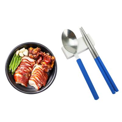 China 2022 Disposable Hot Selling Chopstick And Spoon Set Latest Style Stainless Steel Portable Spoon Chopsticks Dinnerware Set for sale