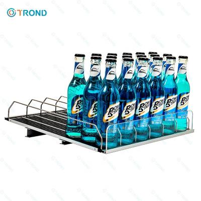 China Shopping Mall Supermarket Refrigerator Bottle Display Gravity Cooler Roll Shelf With Wire Divider for sale