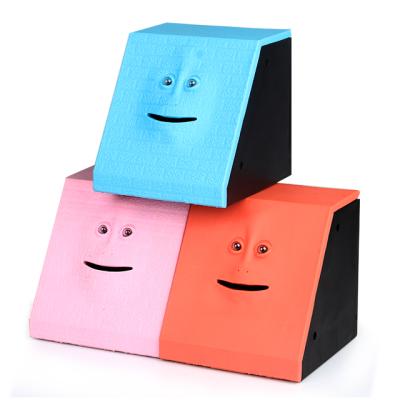 China Funny Face Bank Xiaoboxing Toy Soft Chew Sensitive Face Eat Bank Electric Scriptural Money Plastic Storage Boxes For Kids for sale