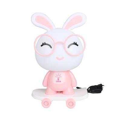 China ABS Xiaoboxing Good Quality Kids Gift Animal Loving Rabbit Light Pink Cartoon Character Led Table Lamp for sale