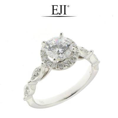 China New Arrived 2021 CLASSIC 14k Gold Halo Diamond Engagement Ring with Semi-cast setting for sale