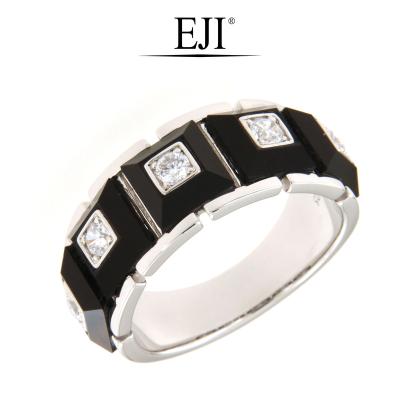 China CLASSIC Modern Design 18k Gold Black Agate Diamond Ring For Men for sale