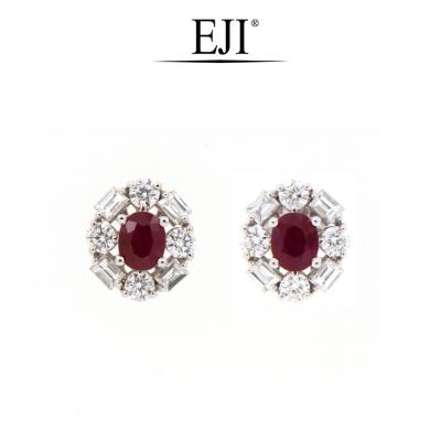 China 18K Gold Ruby Diamond Earring For Party Girls White Handmade Luxury Fashionable Hot New Products CLASSIC for sale