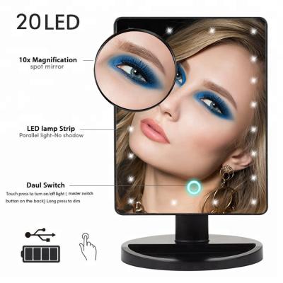 China 20 LED Lights Makeup Mirror 10/20x Adjustable Magnifying Mirror With Light Cosmetic Mirror for sale