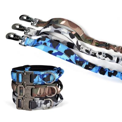 China Midepet Padded Tactical Military Dog Leads Soft Padded Adjustable Nylon Camouflage Strong Bungee Dog Leash for sale