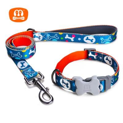 China Custom Midepet Factory Wholesale Custom Design Bone Buckles Dog Collar And Leash Set for sale