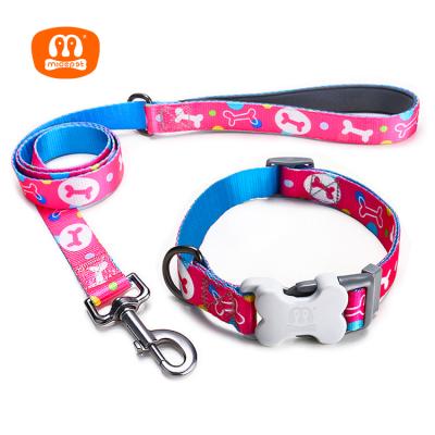 China Midepet Factory Custom Wholesale Engraved Custom Logo Colorful Bone Buckle Dog Collar And Leashes Set for sale