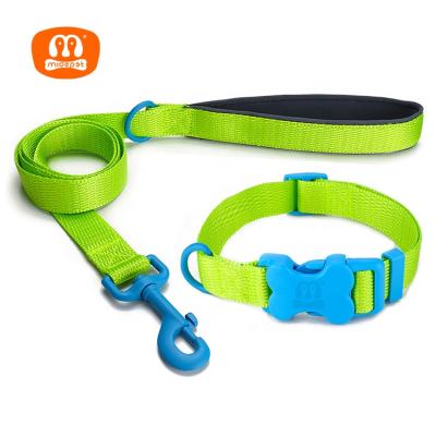 China 2021 Pet Accessories 2021 Custom Made Dog Green Collar Midepet Wholesale Custom Dog Leash and Collar Set for sale