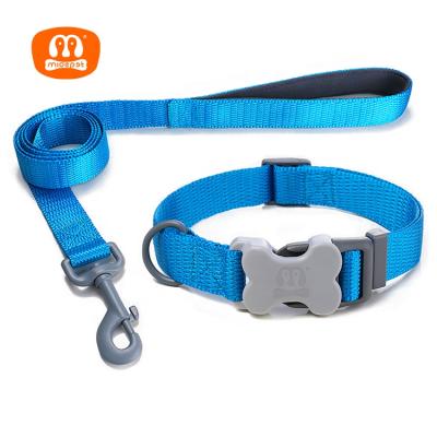 China Midepet Pet Products 2021 Personalized Dog Collar Pet Leash Set High Quality Blue Dog Leash Dog Collar and Leash Set for sale