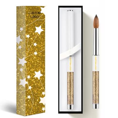 China 2022 NAIL Gold Liquid Metal Handle Nails Powder Brush Art Private Label Custom Kolinski 100% Nails Acrylic 3D Brush For Acrylic Nails for sale