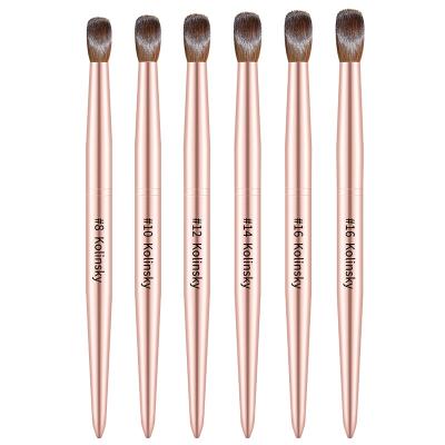 China NAIL Rose Golden Metal Handle Oval 100% professional kolinsky acrylic nail brush 8 10 12 14 16 18 with package for sale