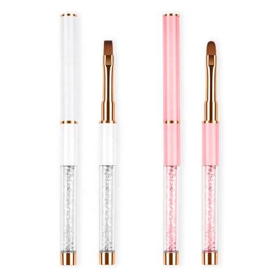 China Nail Art Painting Pen 2Pcs Nylon Oval Flat UV Brush Nail Art Brush Nail Hair Brush Professional Rhinestone Rhinestone Nail Art Tools Pink White Metal for sale