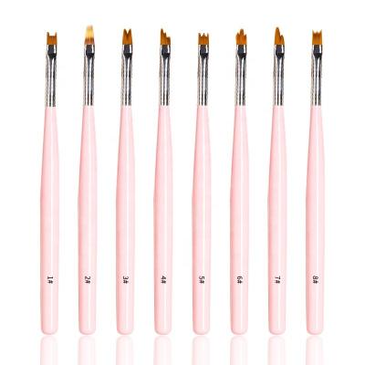 China Hot Selling Acrylic Nail Art Brushes Painting Pen 8pcs NAIL 2021 Handle Nail Tip 3d Pink Marble Nylon Flower Triangle Hair Set for sale