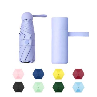 China Minimalist Custom Lady Small Folding Umbrella Umbrella Mini Capsule Manual Custom Uv Protection for sale