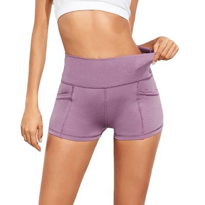 China Breathable Customized High Waisted Yoga Shorts With Pockets Butt Lifting Yoga Pants For Women for sale