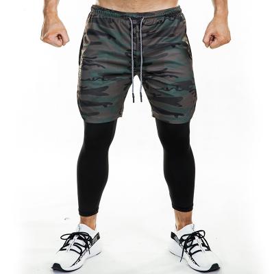 China Custom Logo Men QUICK DRY 2 in 1 Running Shorts Workout Shorts with Inner Shorts and Compression Pockets for sale