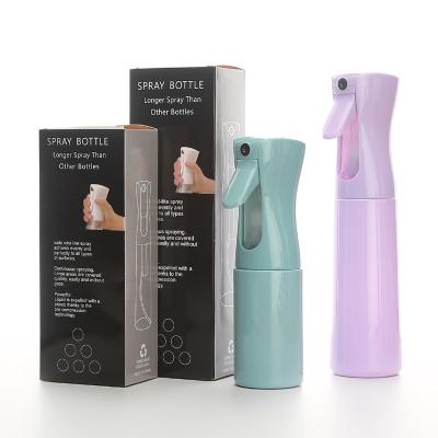 China Wholesale 200ml 300ml 500ml Personal Care Empty Continuous Plastic Hair Fine Mist Spray Water Bottle With Colorful Box For Custom for sale