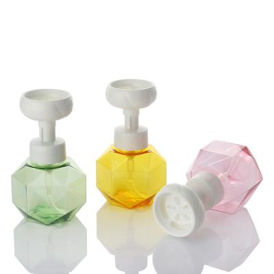 China PETG 300ml Cosmetic Hot Selling Rose Detergent Soap Green Empty Plastic Hand Wash Sanitizer Flower Foam Pump Bottle for sale