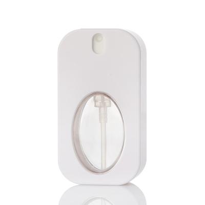 China 2022 New Design Manufacturer 30ml Cosmetic Popular White Rectangular Shape Hand Sanitizer Spray Bottle With Ellipse Window for sale