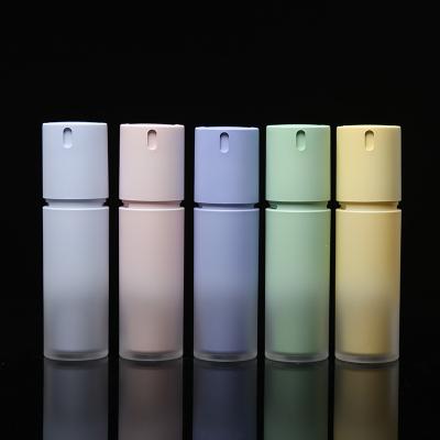 China OEM Colorful 15ml 30ml 50ml Cosmetic Hot Sale AS Round Airless Lotion Bottle For Skin Care Packaging Portable Customized for sale