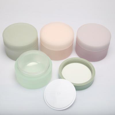 China Luxury Empty Matte Pink Frosted Acrylic Plastic Cosmetic Jars 5g 10g 30g 50g 100g 200g Round Face Body Cream Cosmetic Jars for sale