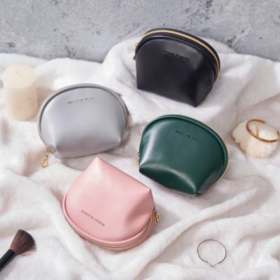 China Small Cute Green Pink Color Women Mini Custom Logo Makeup Pouch Travel Waterproof PU Leather Cosmetic Bag 2022 New Waterproof Make Up Small PU Leather Travel Cosmetic Bag for sale