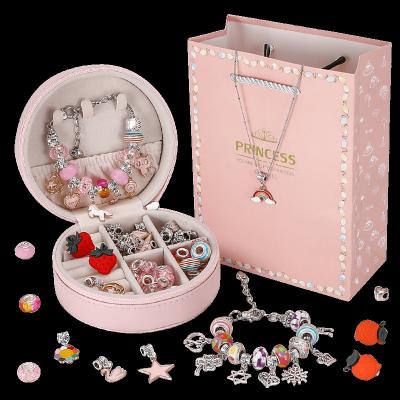 China DIY Jewelry Gift Box Cute Earring Necklace Storage Kit Jewelry Packaging Set Boxes DIY Beads Birthday Christmas Girl Kids Jewelry Gift Box for sale