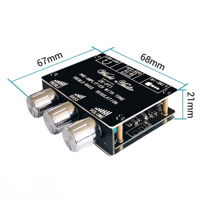 China ZK-PT1 BT 5.0 Dual Channel Stereo Tone Board Volume Controller High Bass Front Stage Module Treble Audio Decoder Amplifier 67mm x 68mm x 21mm for sale