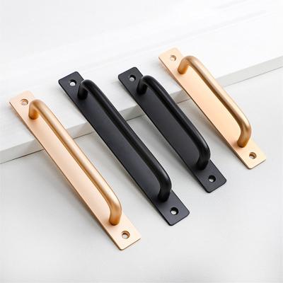 China Modern Aluminum Alloy Black Balcony Bedroom Wardrobe Door Pulls Kitchen Furniture Hardware Handle for sale