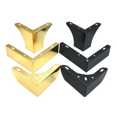 China Modern Modern L Shape Glossy Durable Metal Furniture Brass Base Leg For Sofa Cabinet And Bed for sale