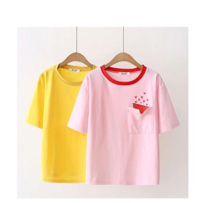 China Custom wholesale women's organic cotton anti-pilling loose o-neck t-shirt for sale