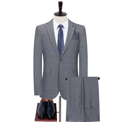 China Custom Business Slim Fit Formal Slim Fit Men's Suit Anti-Wrinkle Blazer Men's Anti-Wrinkle Logo Two Piece Light Gray Suit“ for sale