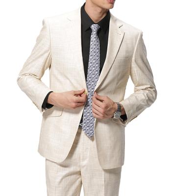 China Unique Anti-wrinkle New Design Italy Design Causal Young Men's Suit Cream Casual Two Piece Canvas Set for sale