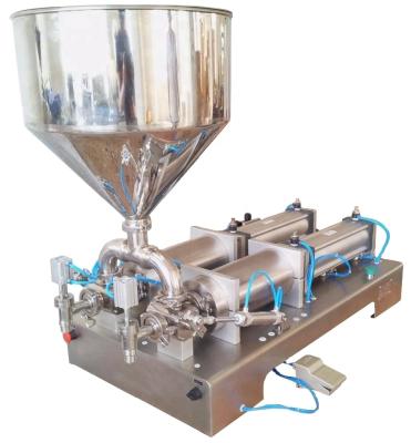 China G2WG Food Double Heads Nozzles Semi-automatic Pneumatic Paste Liquid Sauce Filling Machine for sale