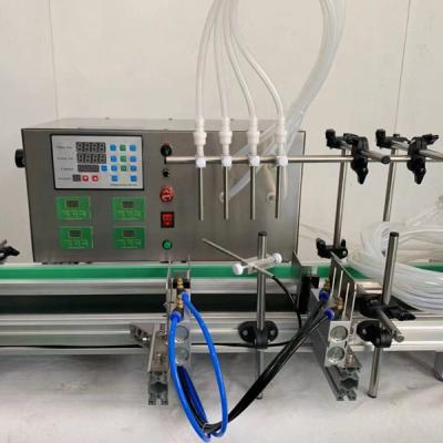 China SYGZL60 Food Diaphragm Pump 4 Nozzles Filling Machine For Water Beverage Juice Cola Oil Liquid for sale