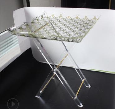 China Foldable Customized Iridescent Acrylic Desk With Different Shape Acrylic Office Table Furniture for sale