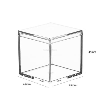 China ZGLP4522 1.8*1.8*1.8in Mini Plastic Recyclable Christmas Party Favor Boxes Clear Plastic Cube With Lid for sale