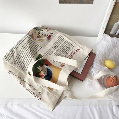 China Factory Price Handled Canvas Printing Shopping Cotton Tote Bags With Logo for sale