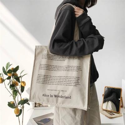 China Handled No MOQ Printing Canvas Shopping Bag Thick Cotton Bags With Custom Logo for sale