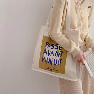 China Books Tote Cloth Shopping Bags New Arrival Large Capacity Printing Cotton Cloth Gift Bag Great For Student for sale