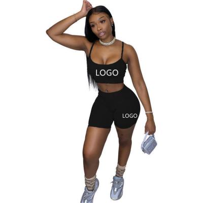 China LU1039 N K***K Logo Summer Tracksuit Crop Breathable Top And Biker Shorts 2 Piece Sets Women for sale