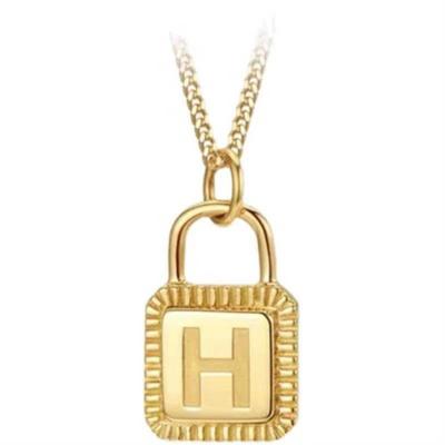 China 2021 Fashion Trends Environmentally Friendly Padlock Charm Alloy Pendant Necklace Layered Choker Gold Necklace Lock For Women for sale