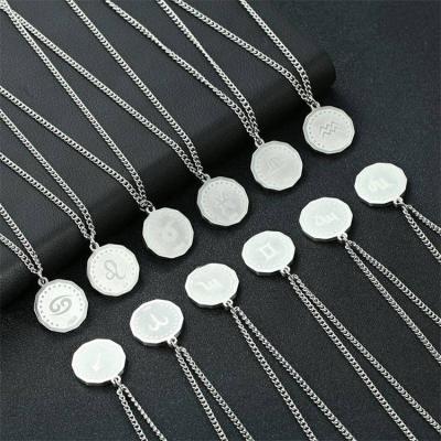 China Fashionable Environmental Friendly Hot Selling High Quality Fashion Customize Twelve Constellatory Titanium Steel Couple Signs Pendant Necklace for sale