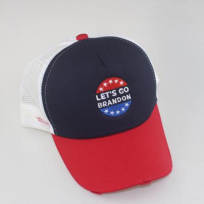 China New Product Embroidered Let's Go Brandon Trucker Hat Bulk Te koop