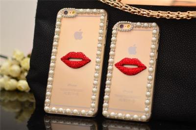 Chine (lèvre rouge mignonne de diamant DIY) poche de cas de téléphone portable de pouce Iphone6 4,7 5S à vendre