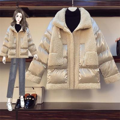 China New Arrival Sustainable High Quality Plus Size Long Size Fashionable Sherpa Fleece Quilted Jacket Coat For Women for sale